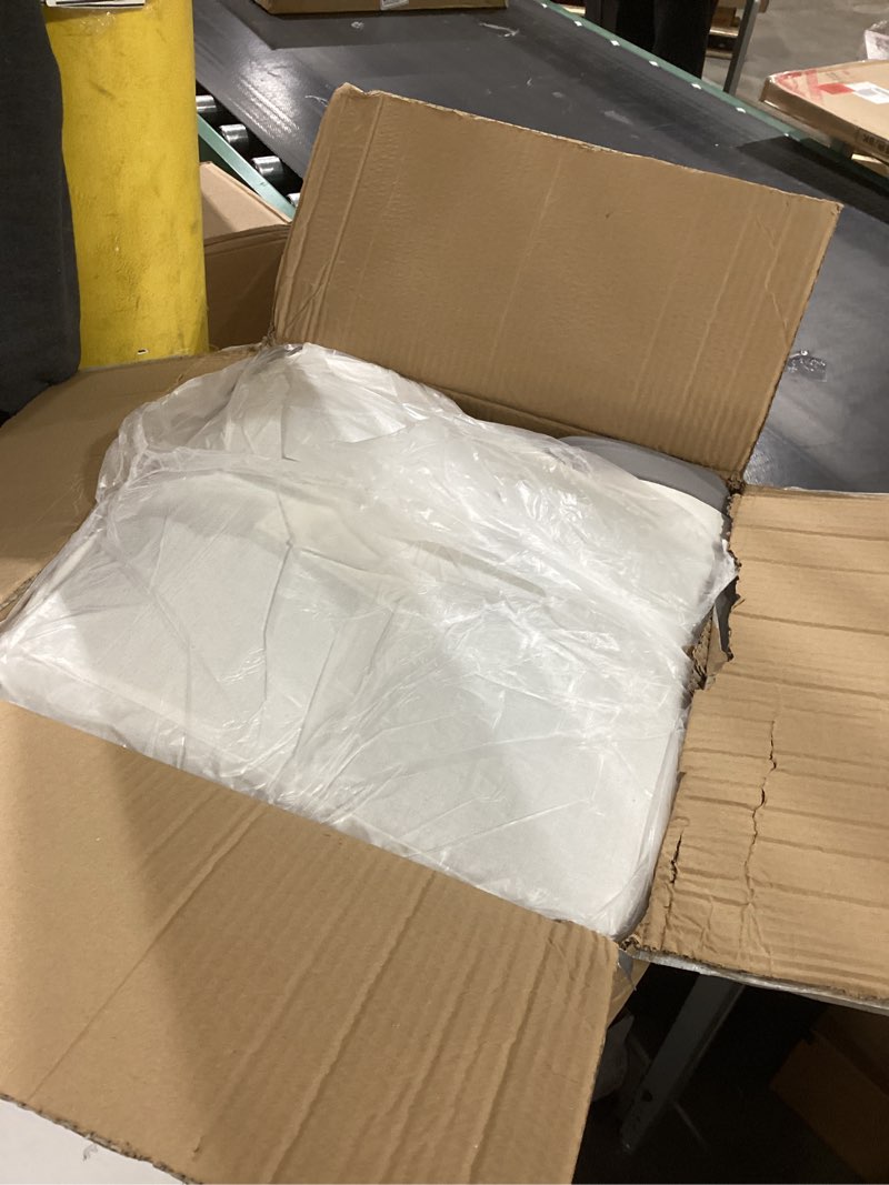 Condition photo showing As Is for Lush Decor Reyna Ruffle Comforter Set - 3 Piece Cozy Ruffled Bedding Set - Timeless Elegance and Comfort for Dorm Room - Full/ Queen, Gray Full/Queen Gray