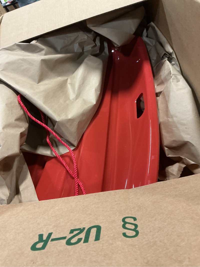 Condition photo showing Good Condition for Retrospec Retrorider Plastic Snow Sled – Toboggan Style with Pull Rope, Cold-Resistant Coating, and Hard Bottom for Smooth Downhill Rides – Available in 35" and 48" Sizes for Kids and Adults 2-Pack Brrgundy 35"