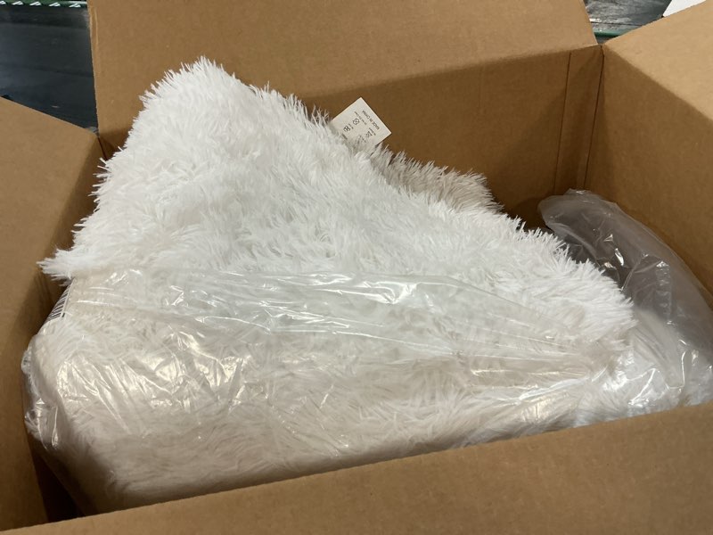 Condition photo showing As Is for 4x6 Area Rug for Living Room:Ultra Soft Fluffy Shag White Rugs,Large Fuzzy Plush Indoor Non Slip Carpet Washable Rug for Bedroom Kids Nursery Office Dorm Modern Decor(White 4'x6') White 4' x 6' (Rectangular)