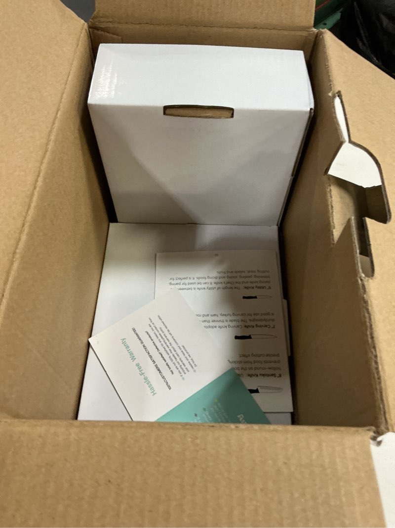 Condition photo showing New/Like New for Astercook Knife Set, 15 Pieces Kitchen knives Set with Built-in Sharpener, High Carbon German Stainless Steel Chef Knife Block Sets, Sharp & Rust Resistant Dishwasher Safe, Black