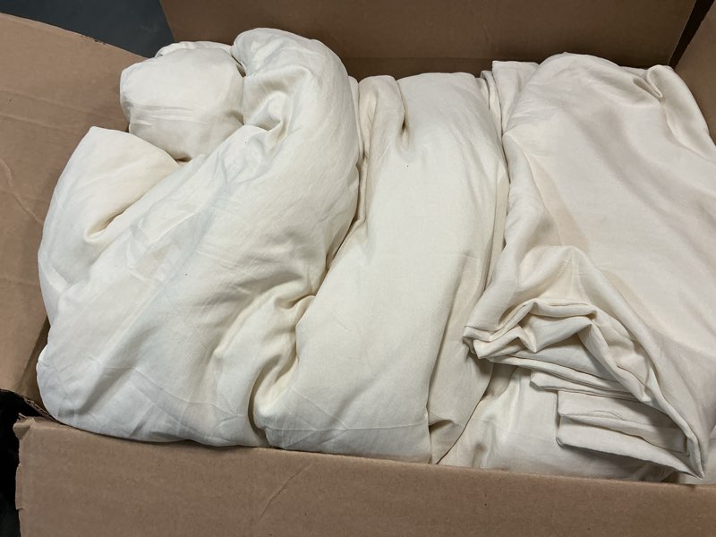 Condition photo showing As Is for Queen Size 4 Piece Sheet Set - Comfy Breathable & Cooling Bed Sheets Set - Hotel Luxury Bedding for Women, Men, Kids, Teens, Boys & Girls - Deep Pockets, Soft, Wrinkle Free - Oeko-Tex - Antique White 02 - Antique White Queen