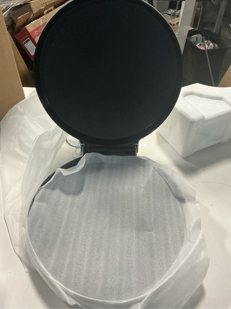 Condition photo showing Good Condition for Chefman Everything Maker & Pizza Oven – 1440W Countertop Electric Pizza Maker with 12” Nonstick Cooking Plates, Plus Makes Quesadillas, Omelettes and More, with Indicator Lights and Vertical Storage 13" x 15" x 4" Concrete