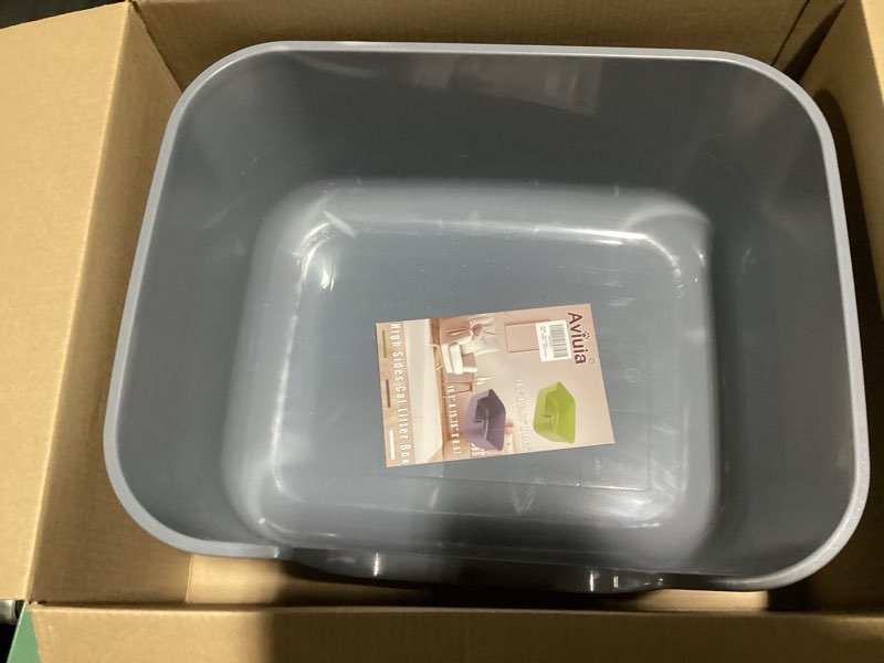 Condition photo showing Good Condition for Large Cat Litter Box with High Sides, Open Kitty Litter Boxes Anti-Splashing for Indoor Cat Low Entry Cat Litter Pan for Small and Elderly Cats, Tool-Free Assembly(19.7” * 15.76” * 8.67” Grey)
