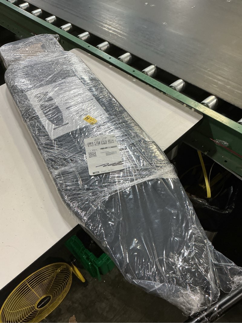 Condition photo showing New/Like New for ufetgyg ironing board, metal panel iron board |43" x 13" w/with iron rest | full metal construction| height adjustable | heat & scorch resistant fabric | anti-skid feet | heavy duty| easy to fold black
