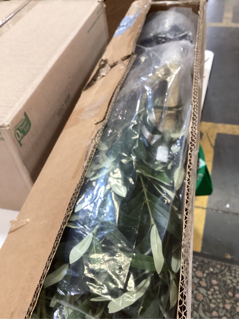 Condition photo showing New/Like New for realead faux olive tree 7ft - realistic tall olive trees artificial indoor - large fake olive tree with natural wood trunk and lifelike leaves - artificial olive tree for home office decor