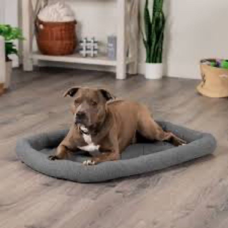 Crate bolster bed (gray), medium 30”x 21” x2.5”