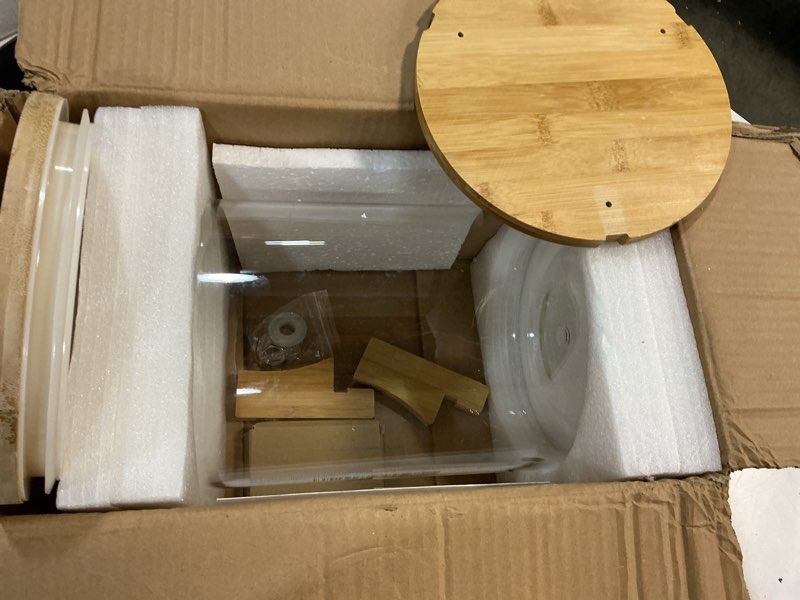 Condition photo showing Good Condition for glass drink dispenser, 2 gallons, with faucet wood stand easy flow control, great for parties, bars & restaurants large glass cold beverage dispensers.(2 gallon)