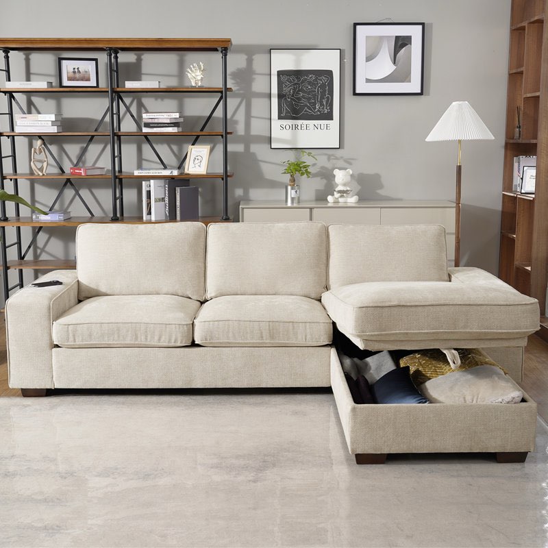 (Incomplete)Jossilynn L-Shape Convertible Sectional Couches Sofas with Storage Chaise