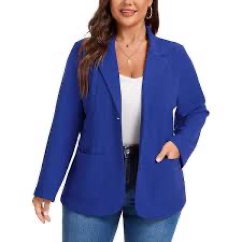 Cicy Bell Womens Plus Size Casual Blazers Lapel Long Sleeve Work Office Suit Jackets Open Front Curv