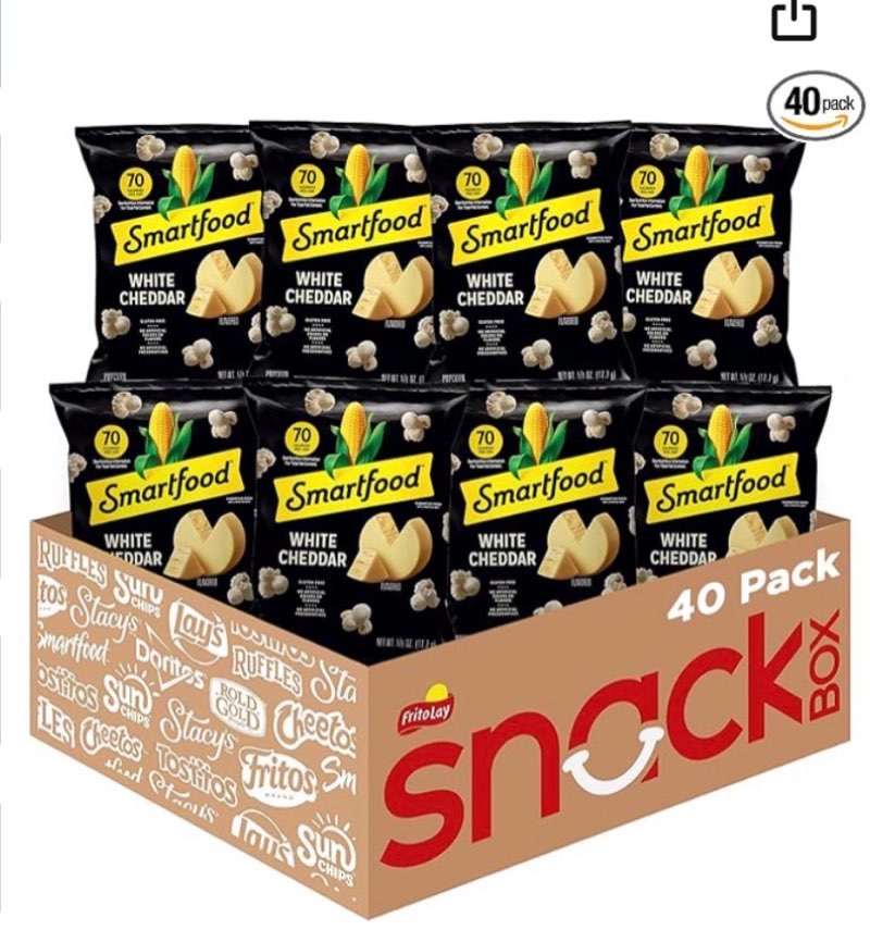 (Used by:MAY 20, 2025)  Smartfood Popcorn, White Cheddar, 0.625 Ounce (Pack of 40)