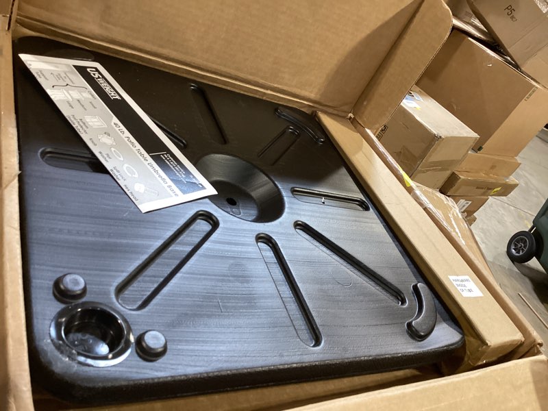 Condition photo showing Good Condition for us weight 40 pound umbrella base - weighted umbrella base for use with patio table – heavy duty base- made in the usa black