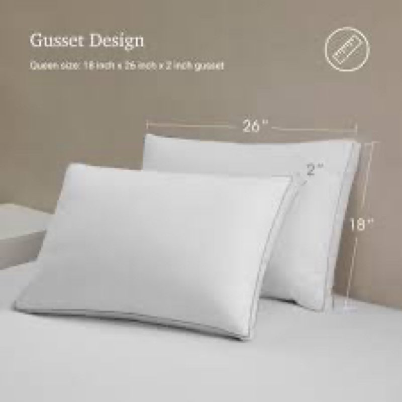 Blue Ridge Home Fashions Firm Down Alternative Bed Queen Size Set of 2 400 Thread Count 100% Cotton,