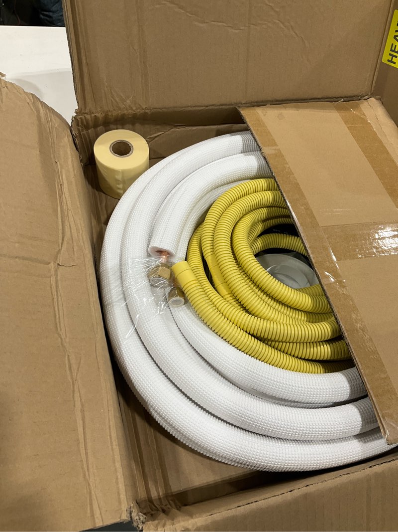 Condition photo showing Good Condition for TAUROX 16FT Mini Split Line Set 1/4" & 3/8" O.D Copper Pipes Tubing and 3/8" White Thickened PE Insulation Coil, for Mini Split Air Conditioning or Heating Pump Equipment and HVAC with Flared Nuts. 16FT (1/4+3/8) with wire