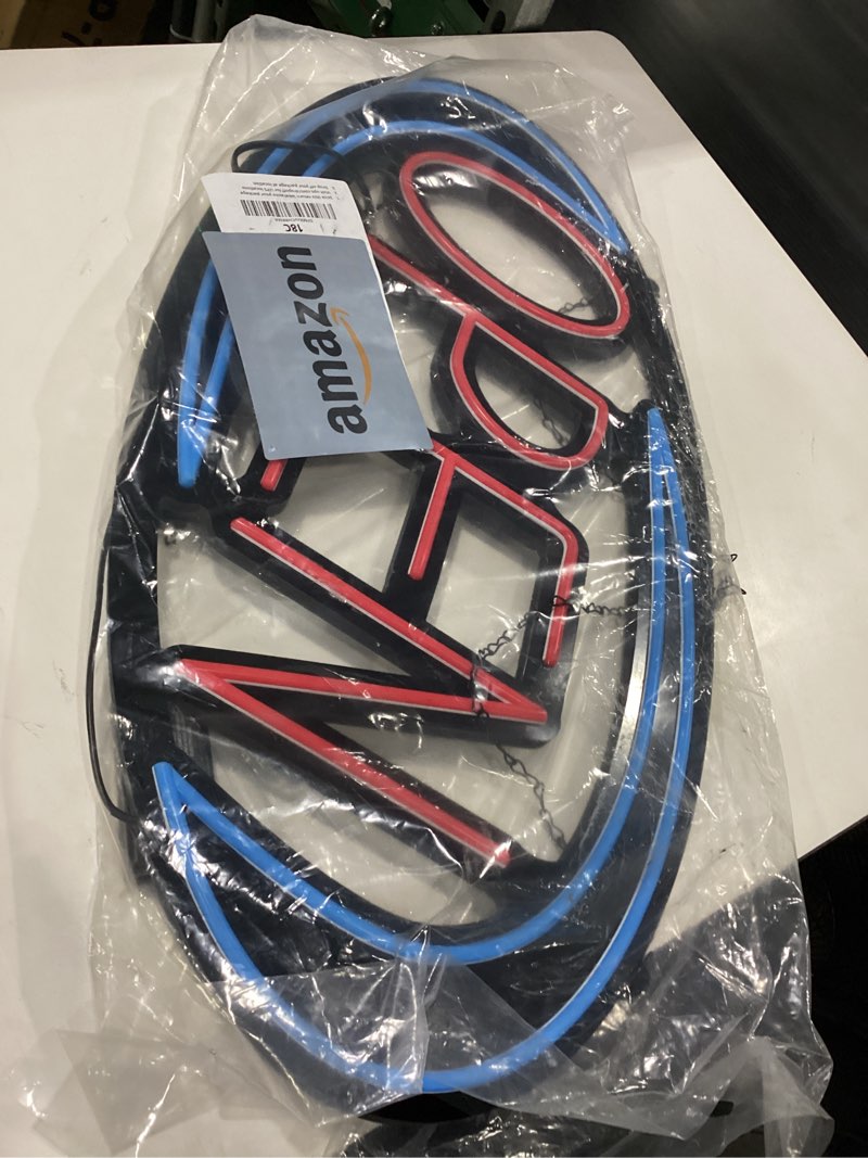 Condition photo showing Good Condition for SIMILAR TO Open Signs for Business,32x16 inch Large Bright Open Sign Neon Led Lighted,Remote Control & Flashing Mode for Window Door Bar Coffee Salon Store,ON/OFF Switch Blue/Red Blue/Red Oval