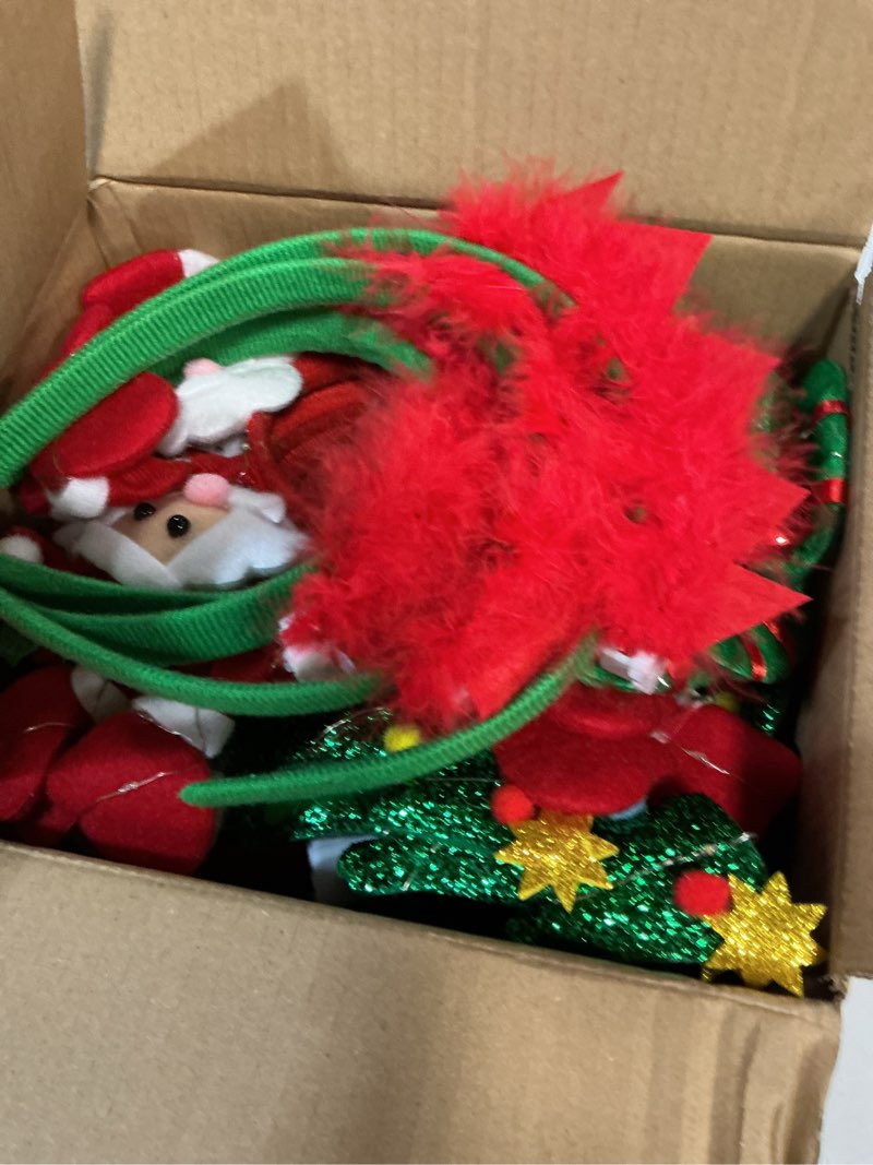 Condition photo showing New/Like New for LED Christmas Headband, Reindeer Antler Leprechaun Hat Bow Hair Hoop for Xmas Holiday Party Favors Decorations Adults 36 Pcs