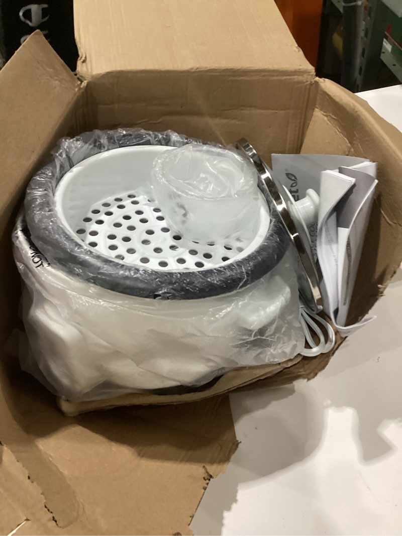 Condition photo showing As Is for elite gourmet electric rice cooker with steam tray and non-stick inner pot makes soups, stews, grains, cereals, keep warm feature, 6 cups cooked (3 cups uncooked), white, not tested
