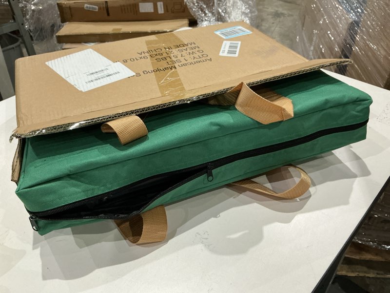 Condition photo showing Good Condition for american mahjong game set, 166 green tiles, 4 all-in-one color rack/pushers, complete mahjong tile set?green carrying bag