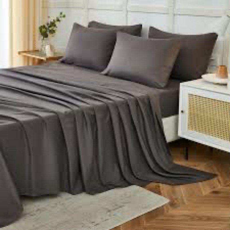 ILAVANDE King Size Sheets Set 6 Piece,Hotel Luxury Super Soft 1800 Series Microfiber Grey Bed Sheets