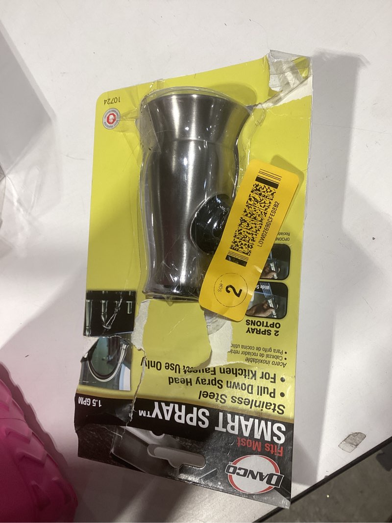 Condition photo showing As Is for DANCO Traditional Smart Spray Kitchen Sink Faucet Pull Down Faucet Spray Head  Stainless Steel  1-Pack (10724)