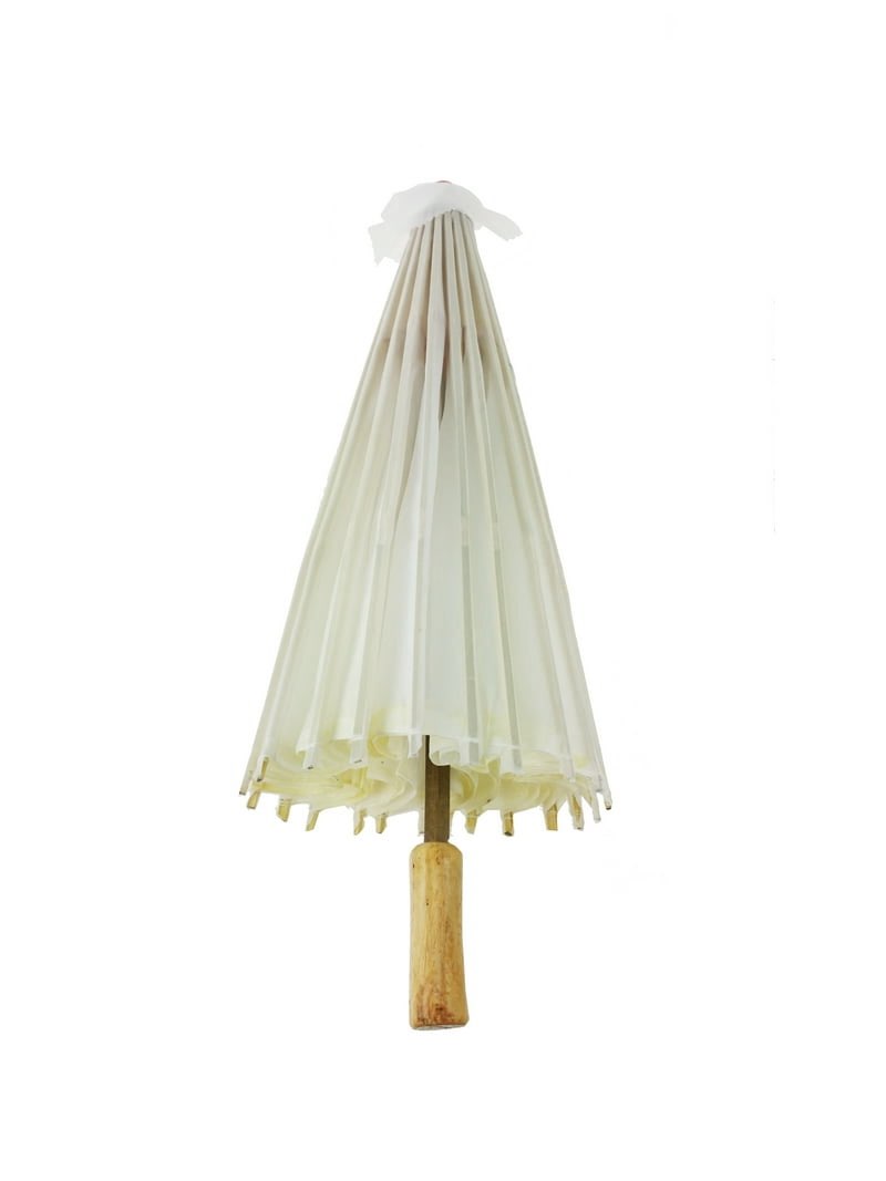 W 32 Inch White Paper Like Parasol Umbrella For Photo Shoots, Weddings, Bridal Showers, Costumes, and More