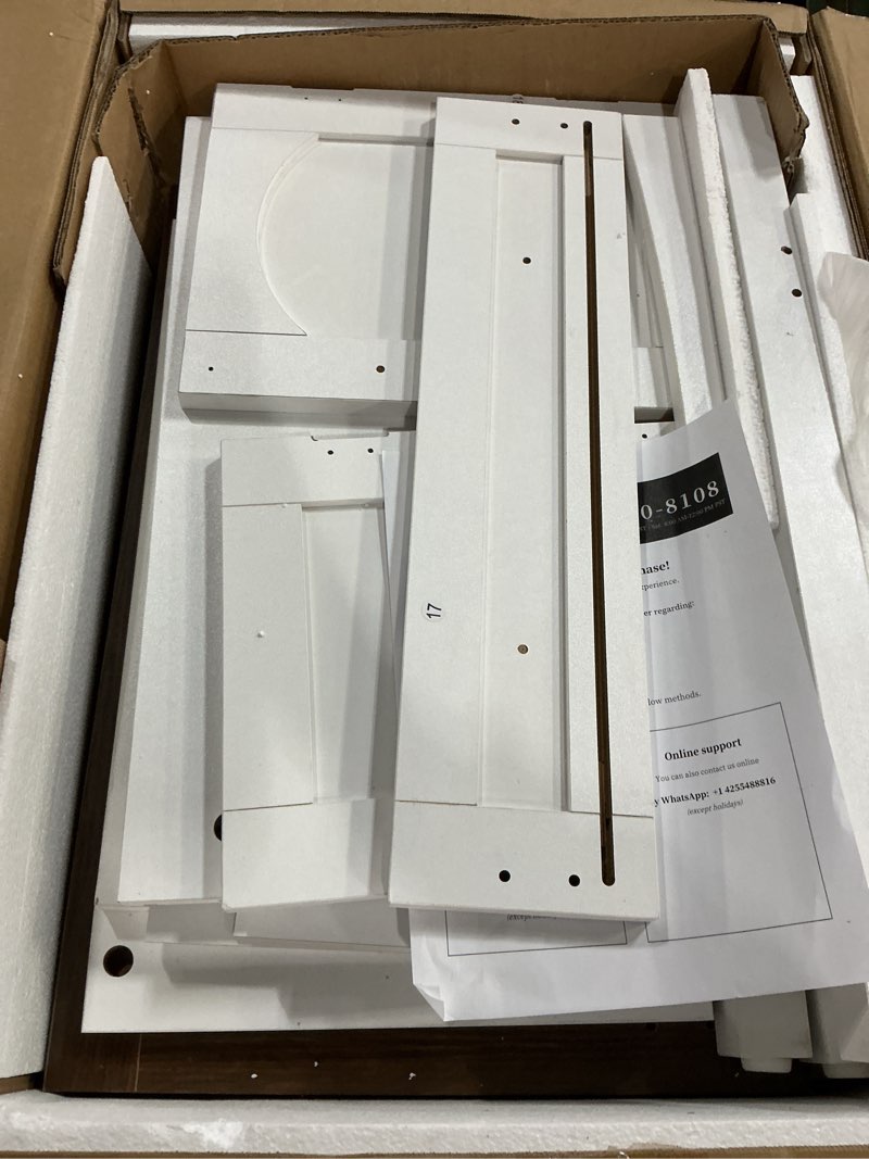 Condition photo showing New/Like New for HOOBRO Litter Box Enclosure, Cat Litter Box Furniture with Removable Divider, Hidden Litter Box Furniture, Wooden Cat House, End Side Table, 31\" L x 17.5\" W x 19.7\" H, White and Walnut WH03MW01G2 White + Walnut 31\" L x 17.5\" W x 19.7\" H (similar no same)