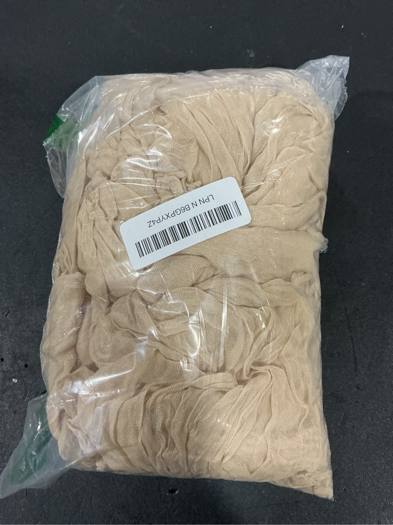 Condition photo showing Good Condition for Beige Cheesecloth Table Runner 13 Ft and 12 Napkins, Rustic Gauze Table Runner with Napkins for Boho Wedding Bridal Baby Shower Birthday Farmhouse Dinner Table Beige 13Ft Table Runner + 12 Napkins