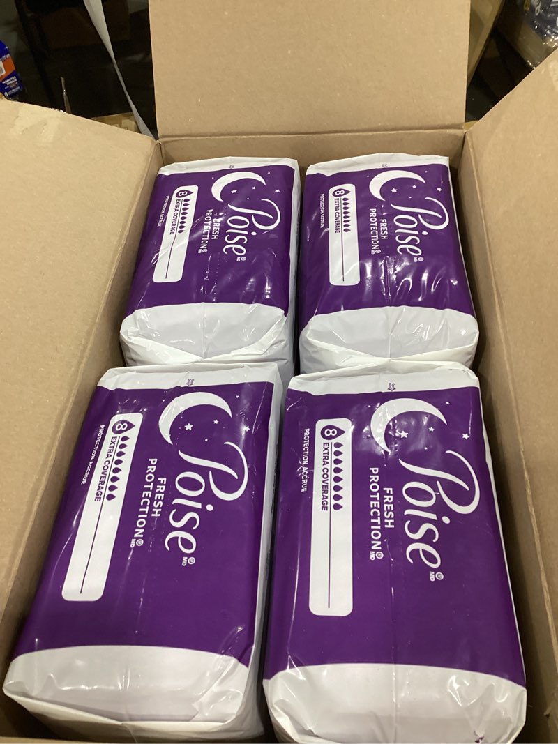 Condition photo showing New/Like New for Poise Overnight Incontinence & Postpartum Pads for Bladder Leaks, 8 Drop Extra Coverage, 96 Count, Packaging May Vary Long 96