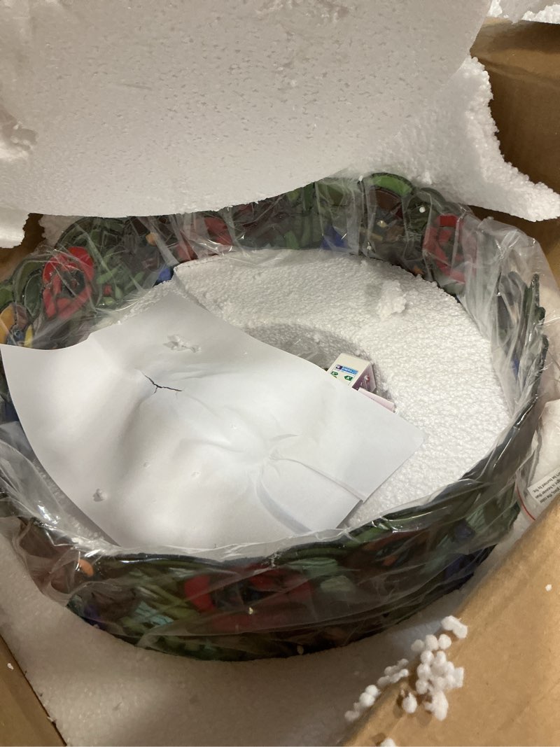 Condition photo showing Good Condition for tiffany pendant light rose flower stained glass hanglamp 16 inch wide shade chandelier hanging lights fixture 110v ceiling pendant lamp 2pcs led bulb included