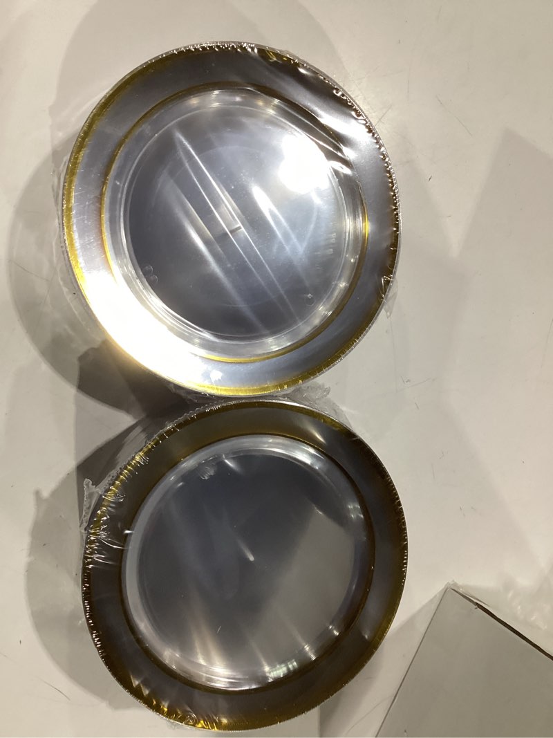 Condition photo showing New/Like New for i00000 100pcs small clear gold dessert plates,clear disposable plates with gold rim 7 inch,premium hard fancy small plate,perfect for birthday, wedding & party gold 100 pcs 7inch