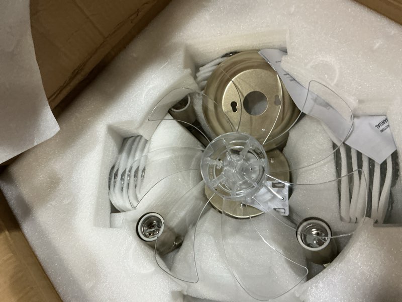 Condition photo showing New/Like New for shitougu gold crystal fandelier ceiling fan with light, 20inch gold crystal ceiling fans with lights and remote, golden flower ceiling fan with light 6 speeds for bedroom, nursery, living room 20inch gold crystal fandelier ceiling fan with light