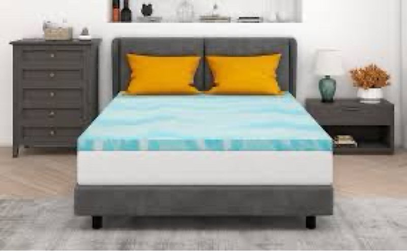 mattress topper full, 3 inch gel memory foam bed topper for full size bed, certipur-us certified, blue