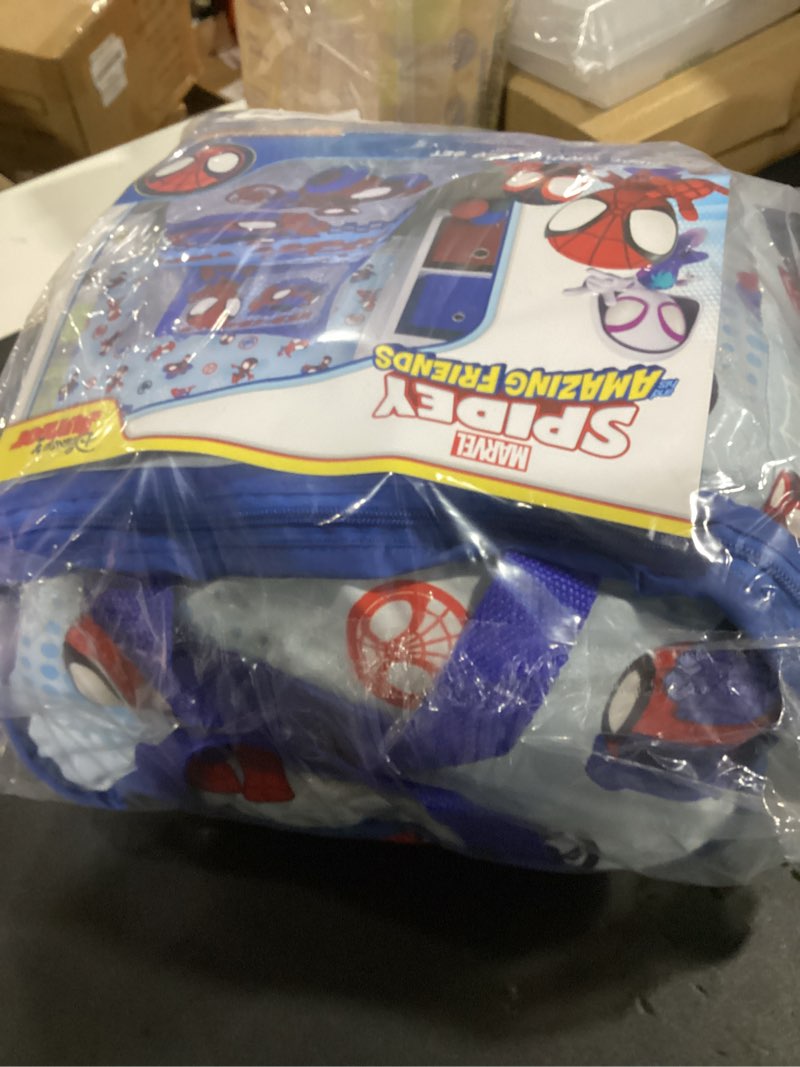 Condition photo showing Good Condition for nojo marvel spiderman spidey and his amazing friends spidey time red, blue, and grey 4 piece toddler bed set - comforter, fitted bottom sheet, flat top sheet, and reversible pillowcase red, blue, grey