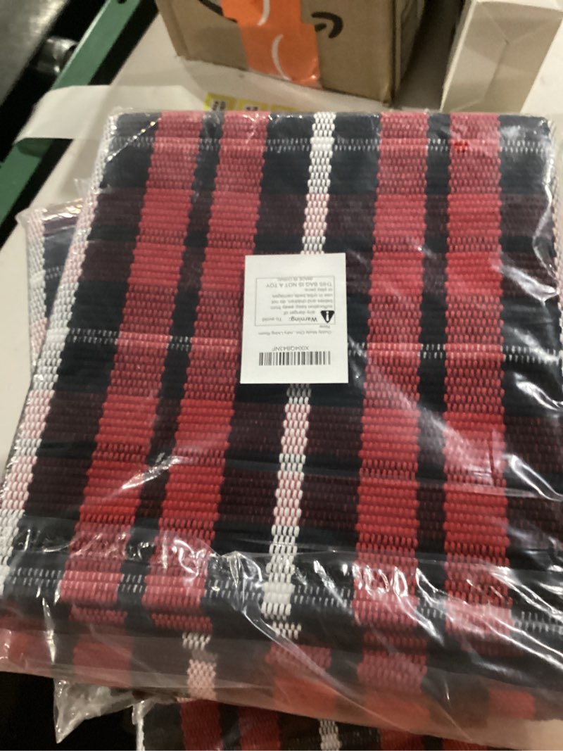 Condition photo showing New/Like New for Christmas Door Mat Outdoor, 27.5'' X 43'' Black and Red Buffalo Plaid Outdoor Rug Christmas Doormat for Home Patio Front Porch Laundry Living Room Xmas Decor Multi Color