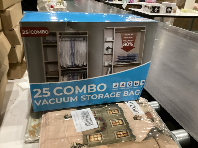 Condition photo showing New/Like New for 25 Pack Vacuum Storage Bags, Vacuum Sealed Storage Bags (3Jumbo/4Large/6Medium/6Small/6Roll), Space Saver Bag for Clothes, Blanket, Duvets, Pillows, Bedding,Comforters, Travel (Air Pump Not Included) 25 Combo-Only bag