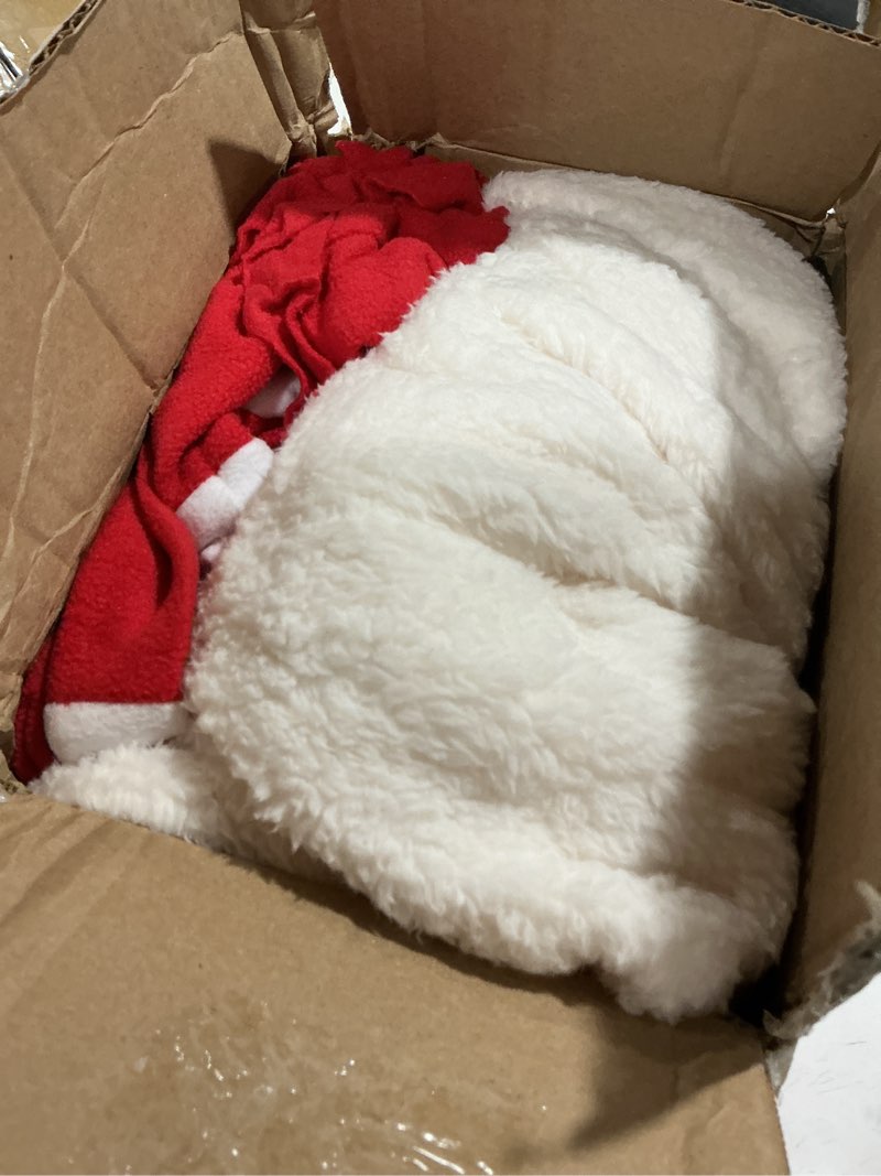 Condition photo showing As Is for Funziez! Slim Fit Sherpa Adult Onesie - Animal Halloween Costume - Plush One Piece Cosplay Suit for Women and Men Medium Snowman