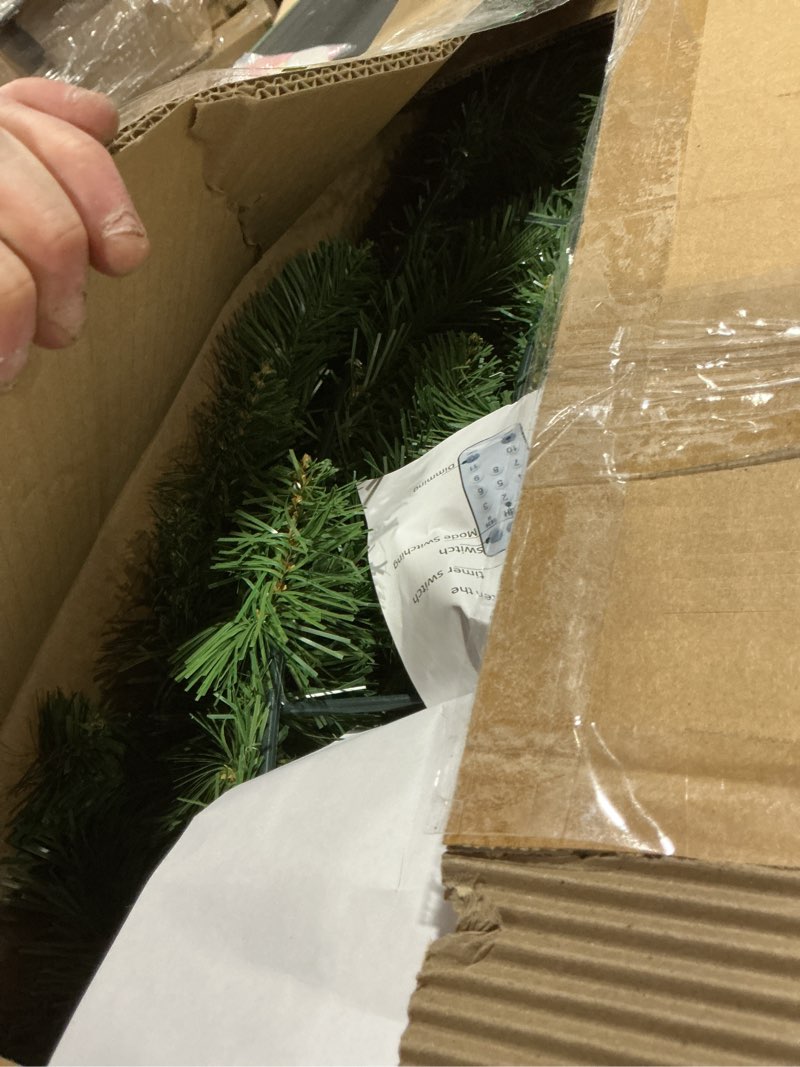 Condition photo showing Good Condition for 48in Large Christmas Outdoor Wreath - HOYECHI Lighted Wreaths Holiday Decor, Outdoor Wreath with 210 Colorful LEDs,714 PVC Tips, Metal Hook, 9 Functions, Timer, Power Plug-in, Remote Controls 48 Inch