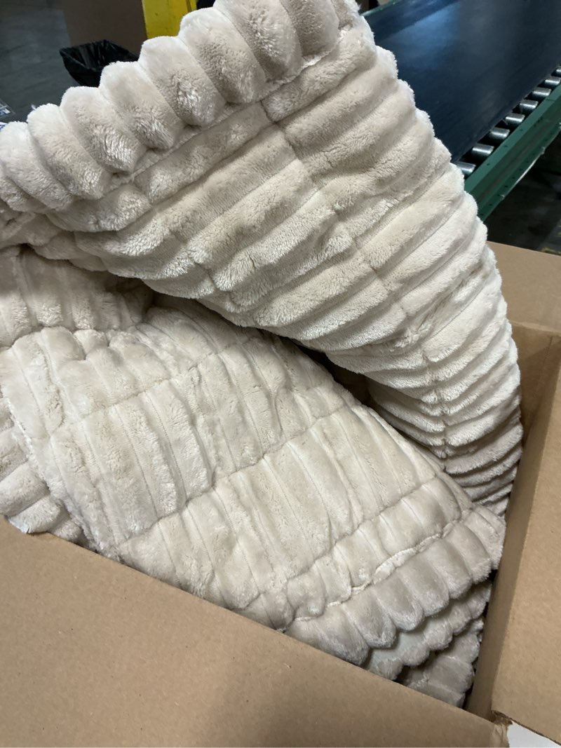 Condition photo showing As Is for smiry couch cover for dogs washable, non slip fuzzy pet couch covers for 3 cushion sofa pet friendly, thick soft sofa slipcovers cushion protector (apricot, 27.6" x 59") apricot 27.6"x59"