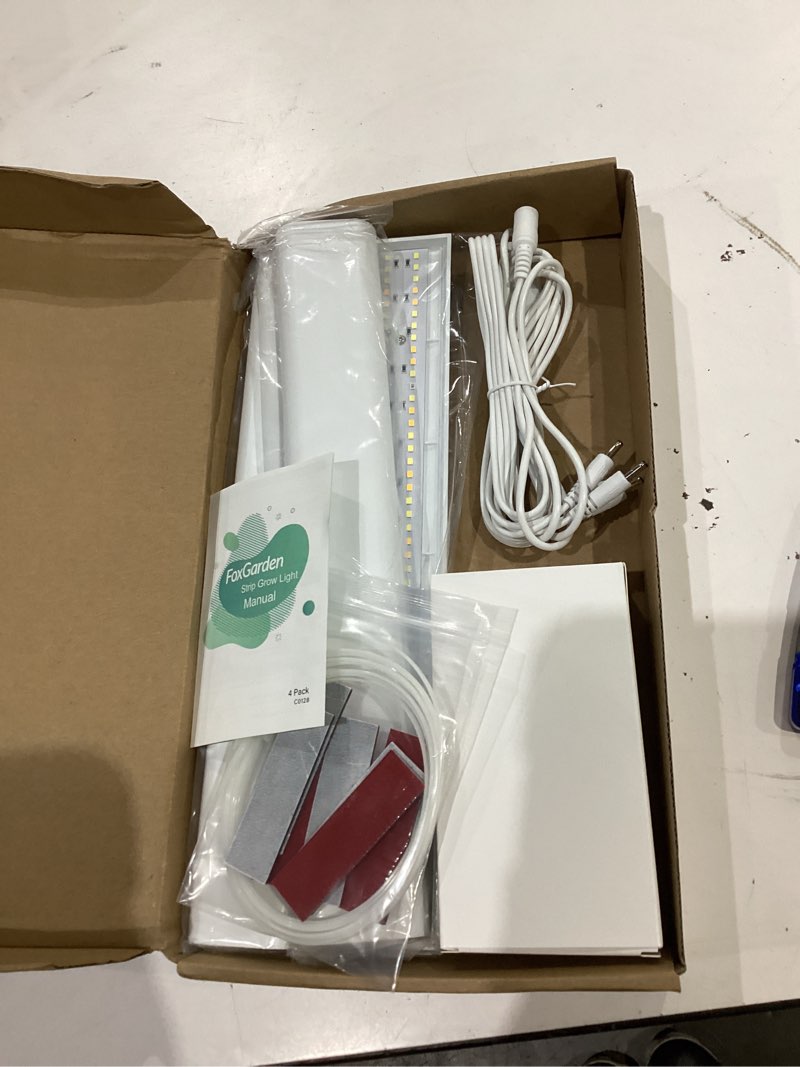 Condition photo showing As Is for foxgarden grow light, full spectrum plant light strip for indoor plants, 384 led bright grow lamp with auto on/off timer 4/8/12h, 4 switch modes, 10 dimmable brightness, 4 packs four heads
