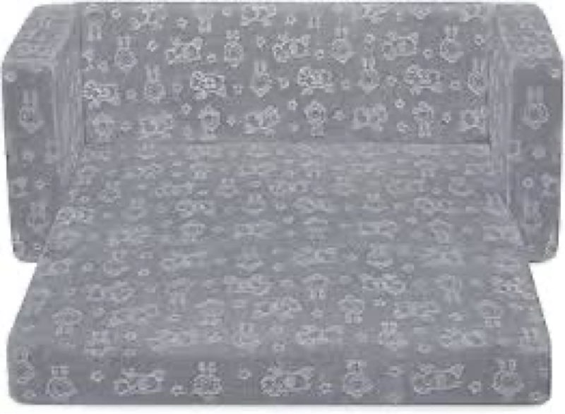 Serta Perfect Sleeper Extra Wide Convertible Sofa to Lounger - Comfy 2-in-1 Flip Open Couch/Sleeper for Kids, Grey