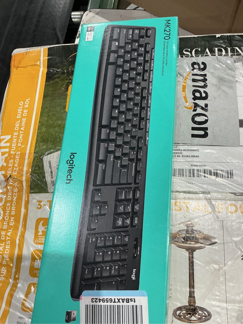 Condition photo showing As Is for logitech mk270 wireless keyboard and mouse combo for windows, 2.4 ghz wireless, compact mouse, 8 multimedia and shortcut keys, 2-year battery life, for pc, laptop - black black 1 pack combo