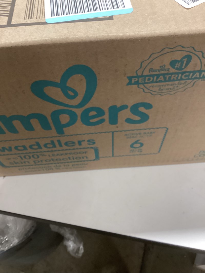 Condition photo showing New/Like New for Pampers Swaddlers Diapers, Size 6 (23-44 lbs), 108 Count, Absorbent, Keeps Baby Dry and Comfortable, Skin Safe Disposable Baby Diaper (Packaging May Vary) Size 6 108