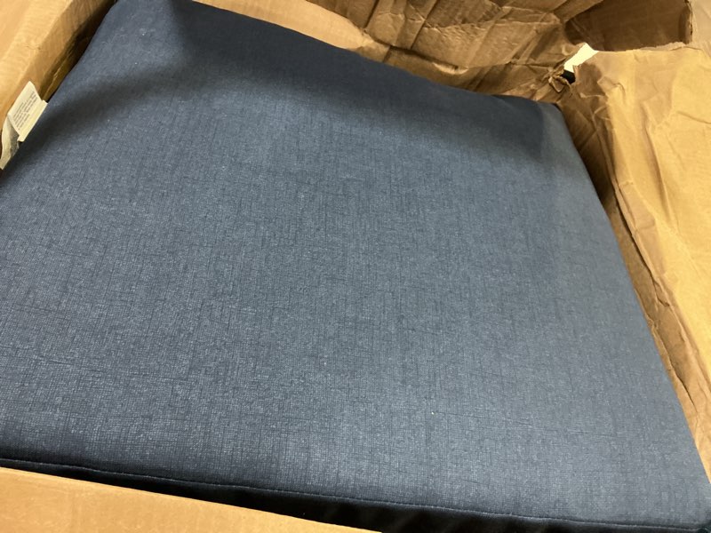 Condition photo showing Good Condition for arden outdoor deep seat cushion set (4-pack), 24 in x 24 in, weather-proof, rain-proof, fade resistant patio cushion for chair, sofa, and couch sapphire blue leala polyfill sapphire blue leala 4 pack