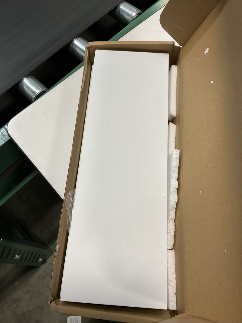 Condition photo showing Good Condition for White Floating Shelves for Wall Decor, Wall Mounted Wood Storage Shelf for Bedroom, Living Room, Bathroom, Kitchen, Nursery, Display Picture Ledge Shelf with Lip Set of 2-16 Inches, White White 15.8in
