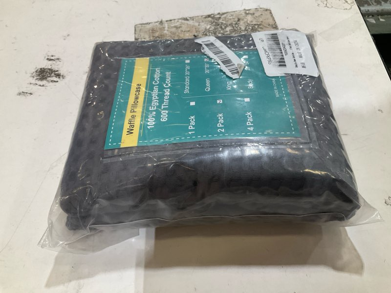 Condition photo showing Good Condition for 100% cotton waffle weave pillow shams queen set of 2,600 tc egyptian cotton pillowcases with envelope closure,fade-resistant, luxury soft & breathable pillow case covers for bed,dark grey 20" x 30" dark grey 30" x 20" (pack of 2)