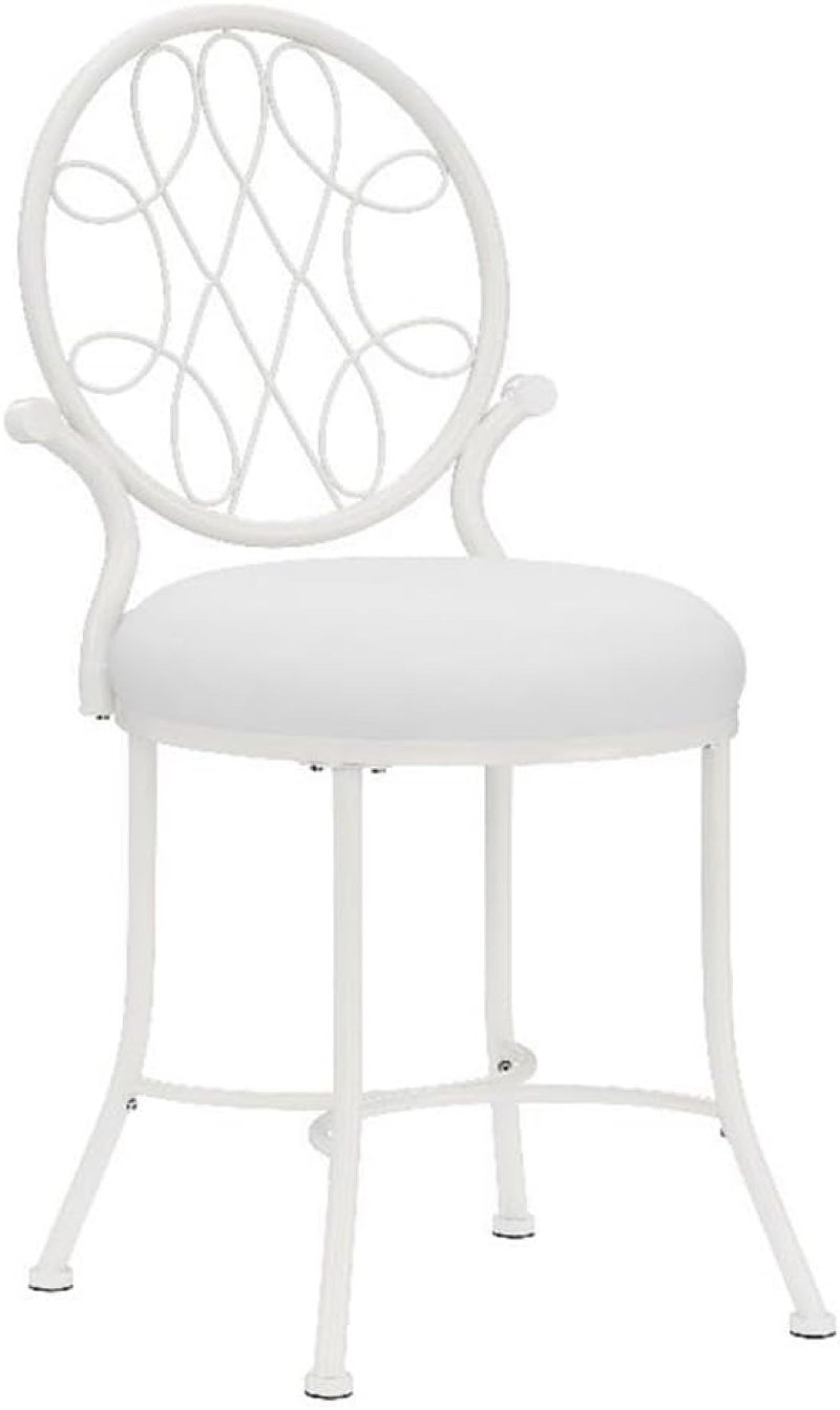 hillsdale o'malley metal vanity stool for makeup room or bathroom, white
