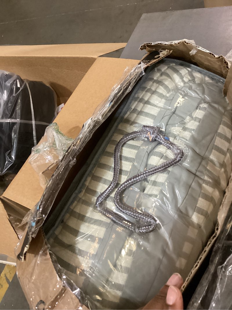 Condition photo showing New/Like New for king size comforter set sage green striped 100% soft washed microfiber jacquard 3 pieces striped bedding sets green white comforter for all seasons and 2 pillowcases comfort breathable sage green striped king(90"x104")