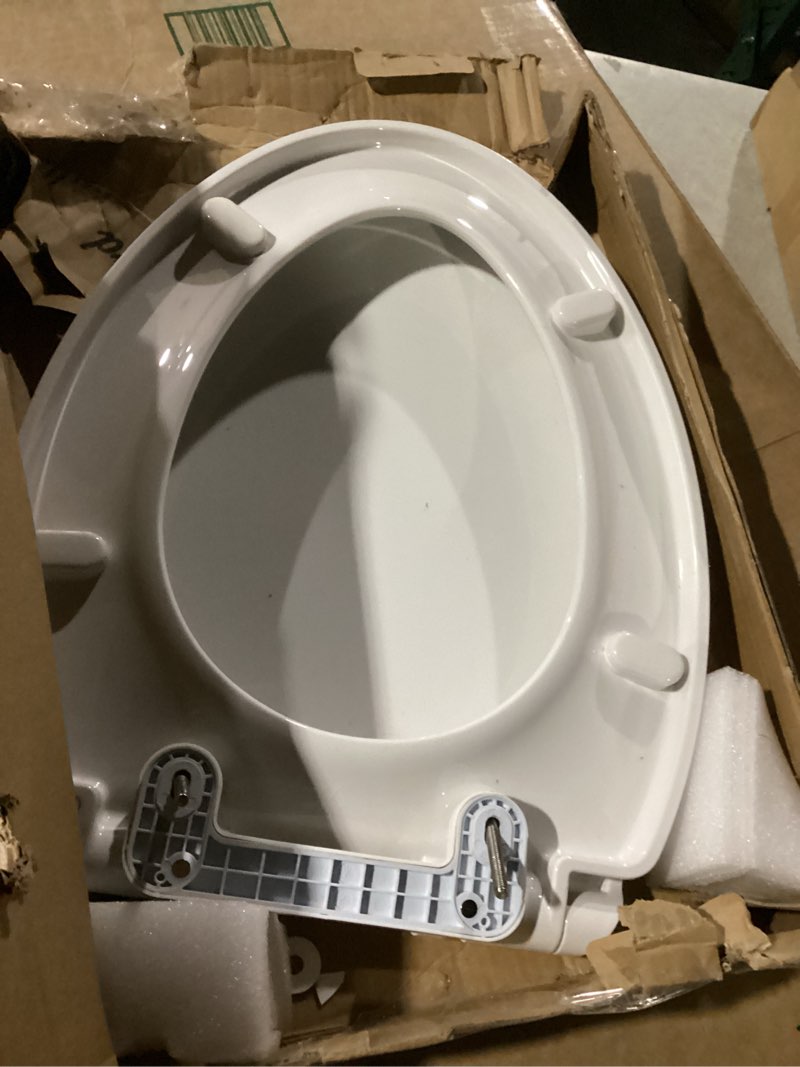 Condition photo showing As Is for American Standard 5020A65G.020 Traditional Luxury Toilet Seat, Slow-Close, Elongated Front, White White Elongated Front
