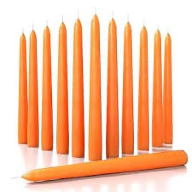 candwax 12 inch taper candles set of 12 - halloween taper candles dripless and unscented - tall candles long burning perfect as halloween candles or gothic decor - orange candles