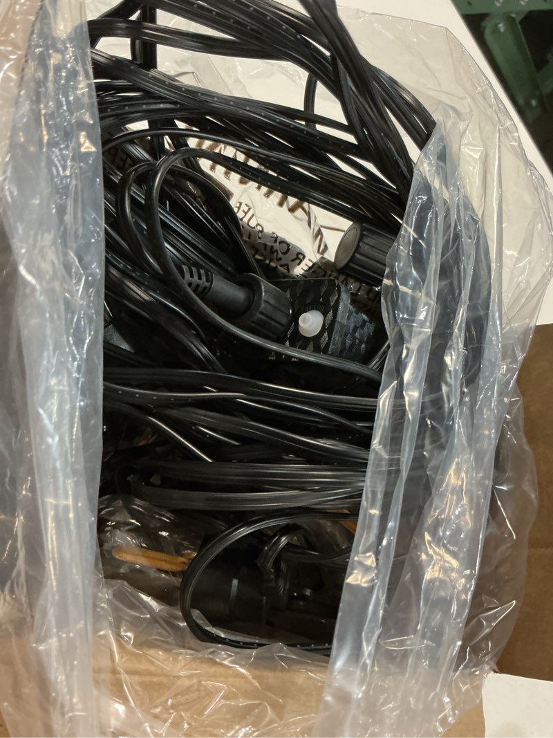 Condition photo showing Good Condition for led outdoor string lights, 50ft patio lights with 16pcs shatterproof s14 bulb(1 spare),4 lighting mode, connectable, waterproof warm white edison plastic bulb hanging light for yard gazebo porch décor yellow 50ft