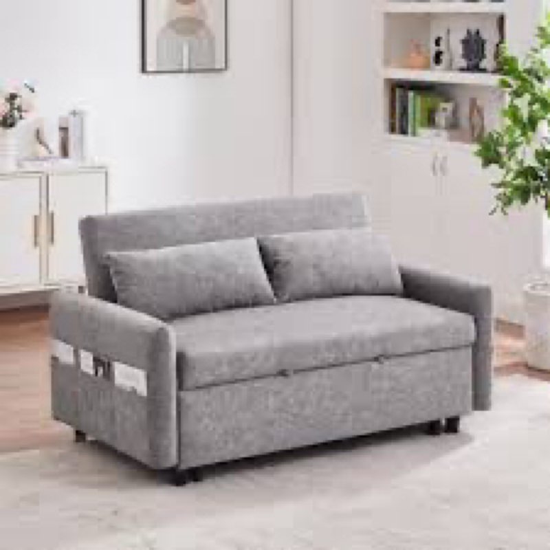 Lateresa 54'' Small Loveseat Pull-Out Sofa Bed - Adjustable Backrest With 2 Soft Pillows